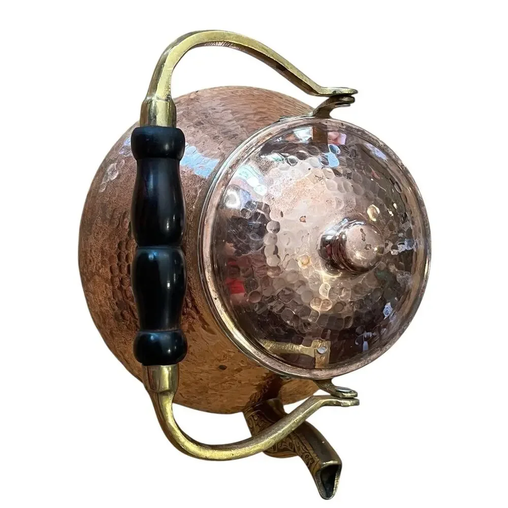 Demmex Heavy Gauge Copper & Brass Engraved Tea Pot- Kettle Turkey